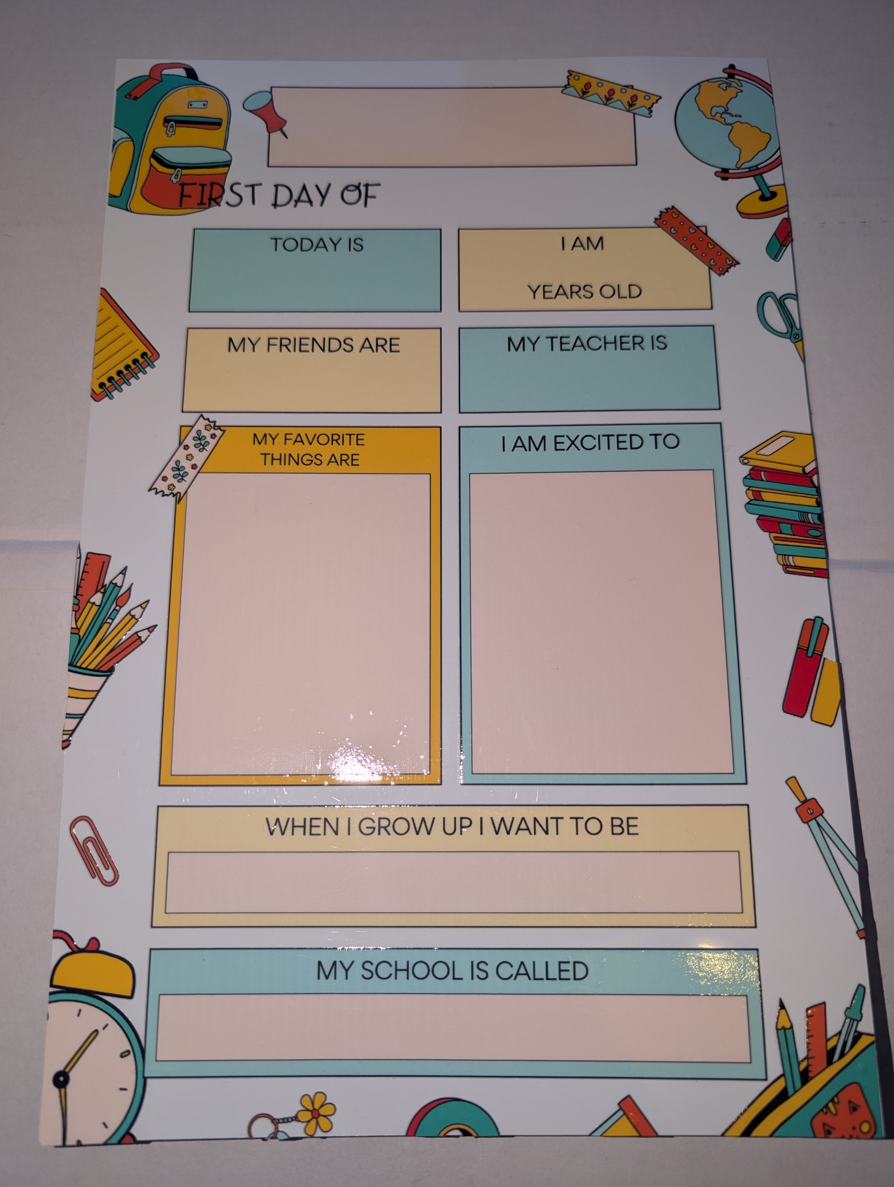 My First Day of School Board